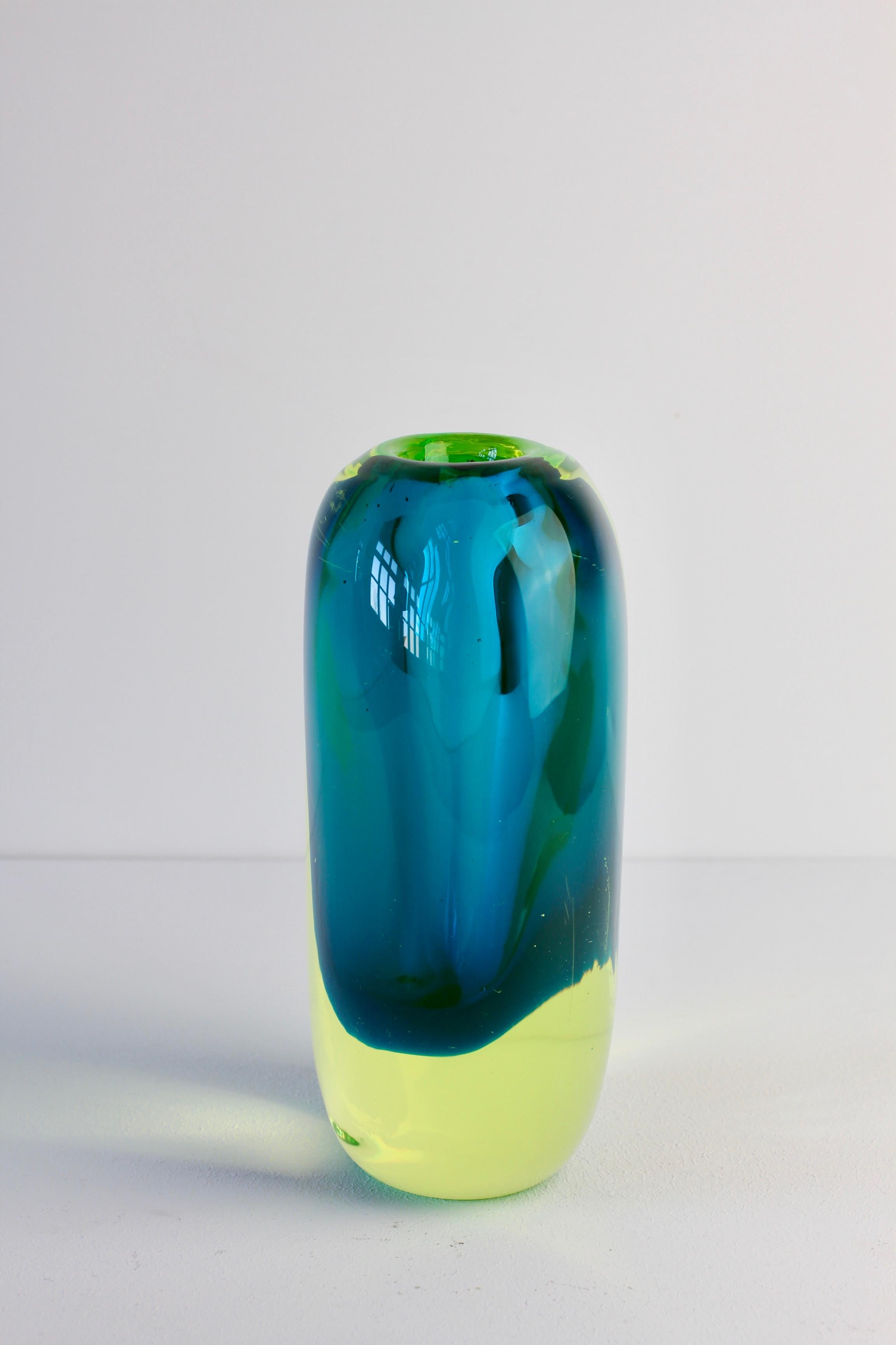 yellow and blue vase