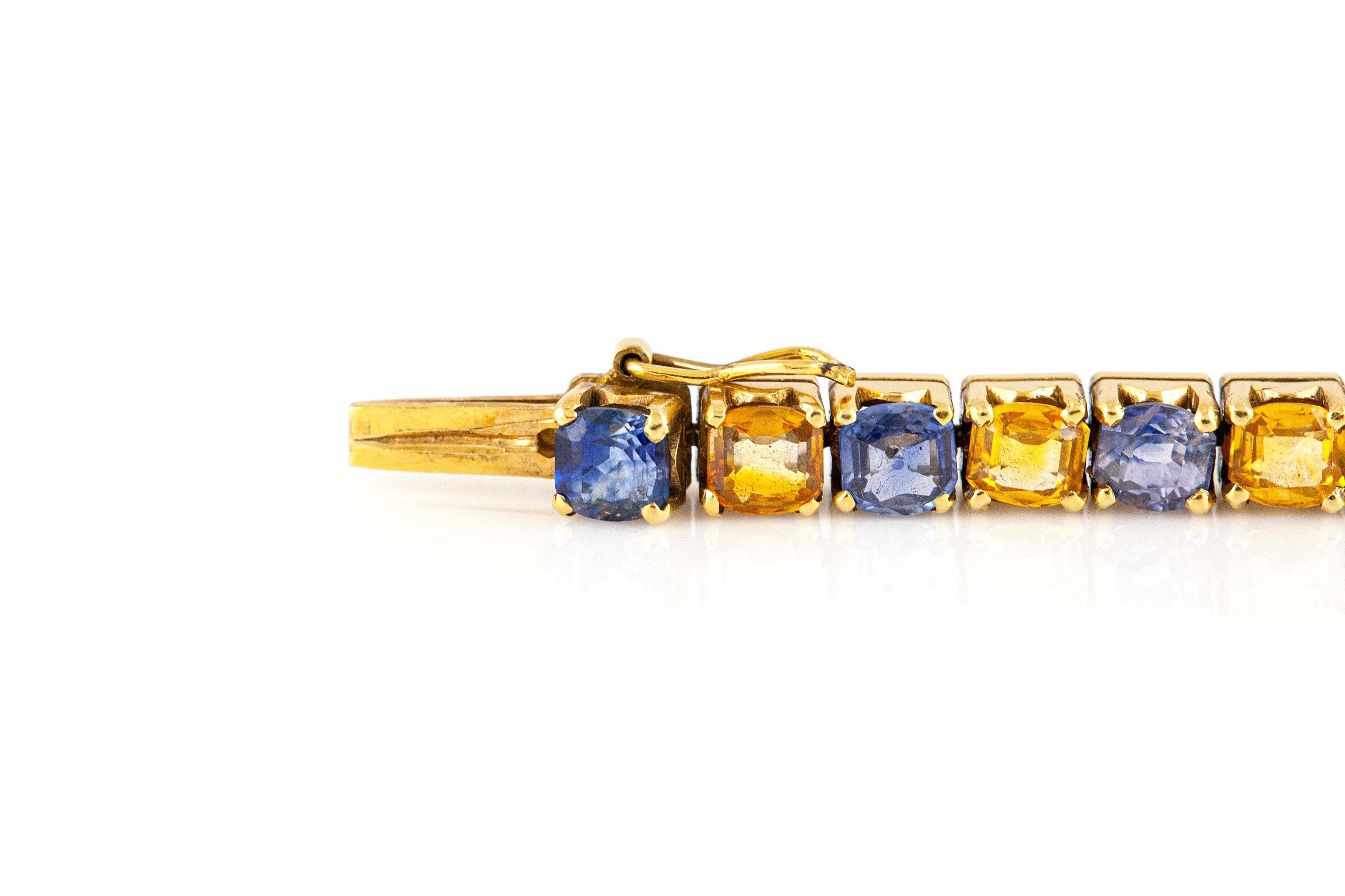 da uomo o donna Bracciale tennis con zaffiri gialli e blu