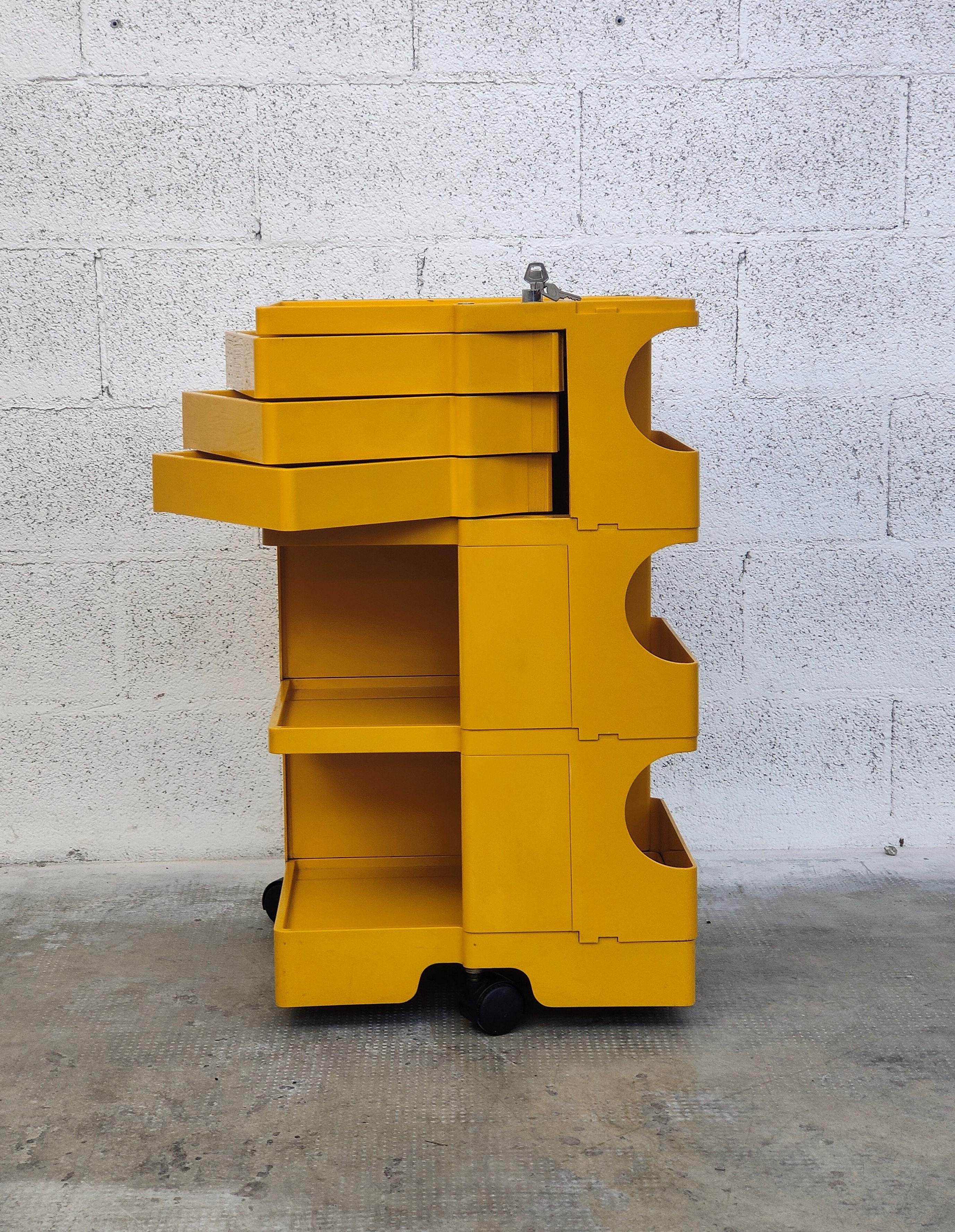 Plastic Yellow  Boby Cart by Joe Colombo for Bieffeplast 70s For Sale