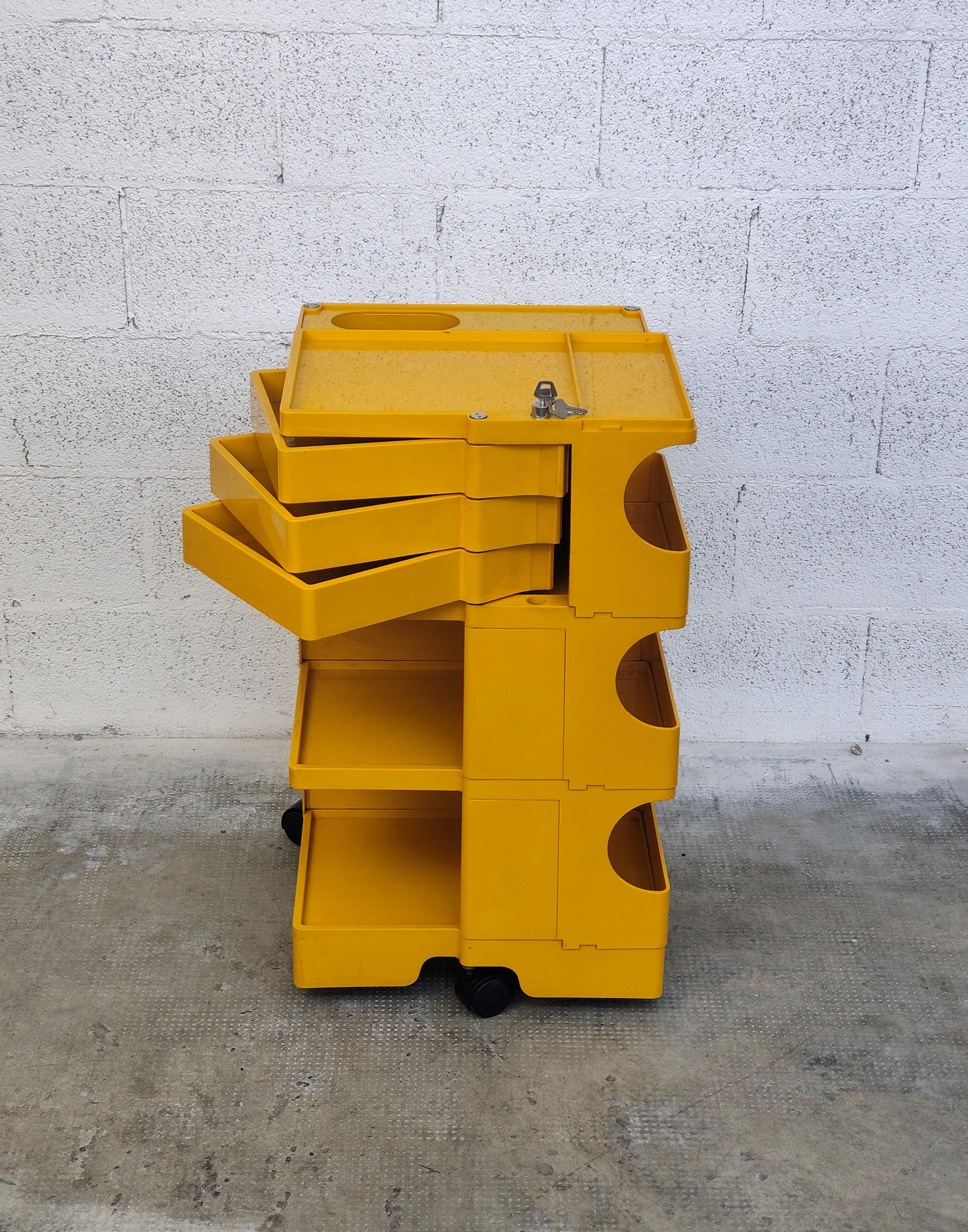 Italian Yellow  Boby Cart by Joe Colombo for Bieffeplast 70s For Sale