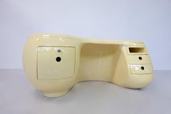 Scrivania Boomerang gialla di Maurice Calka per LeLeu Deshays, Francia, anni '70