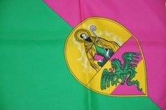 Yellow Border with Fuchsia & Green "Kingdom Dragon" Scarf