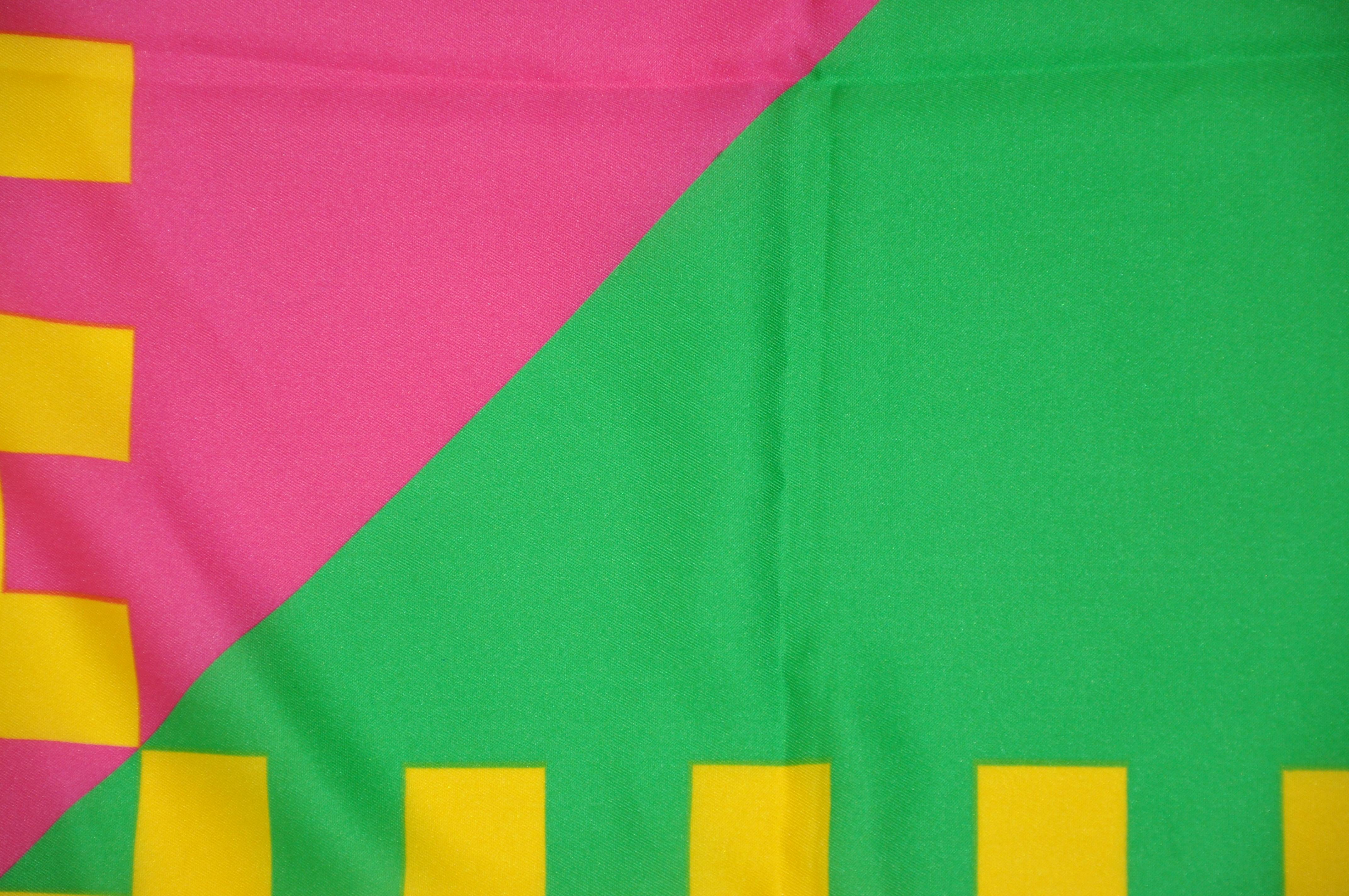 Pink Yellow Border with Fuchsia & Green 