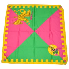 Sciarpa "Kingdom Dragon" con bordo giallo, fucsia e verde