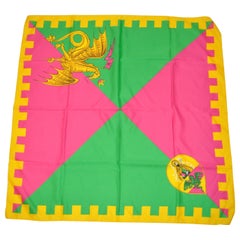 Vintage Yellow Border with Fuchsia & Green "Kingdom Dragon" Scarf