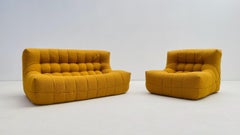 Yellow bouclé comfy Living room set
