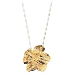 Yellow Brass Botanical Pendant & Brooch with 20 inch Sterling Silver Cord
