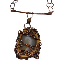 Yellow Brazilian Agate and Copper Queen Statement Necklace