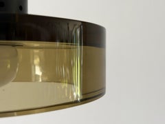 Yellow-Brown Glass and Metal Flush Mount by Seguso, 1950s, Italy