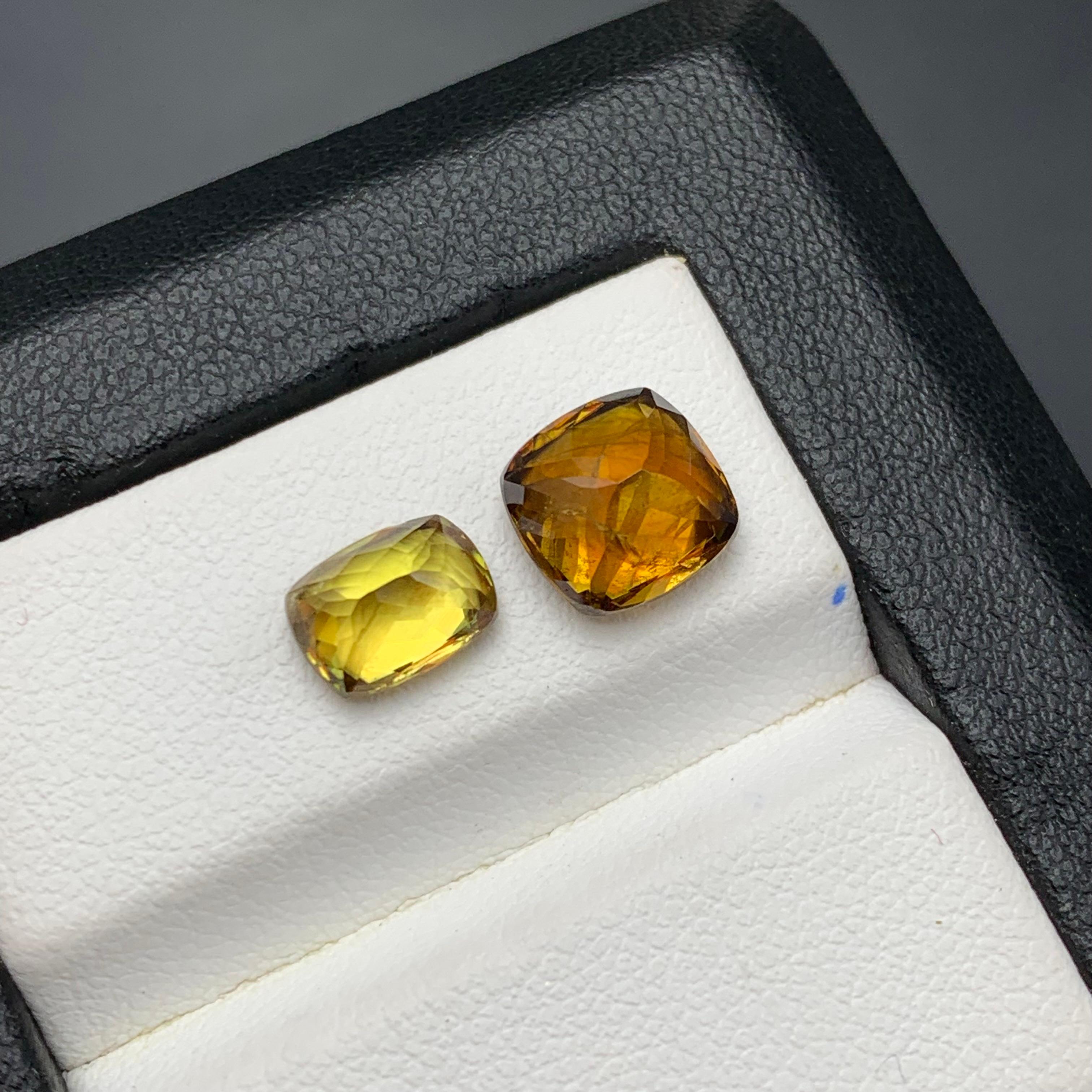 Yellow & Brown Natural Sphene/Titanite Loose Gemstones 4.10 Ct Cushion Cut-Jewel For Sale 1