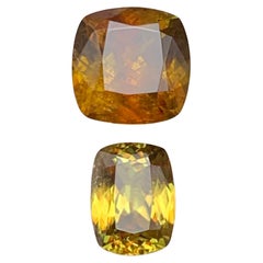 Yellow & Brown Natural Sphene/Titanite Loose Gemstones 4.10 Ct Cushion Cut-Jewel