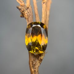 Yellow Brown Natural Sphene (Titanite) Ring Loose Gemstone 2.20 Ct Oval Cut
