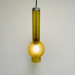Yellow Bubble Art Glass Tube "P1115" Penant Lamp by Staff Leuchten, Germany 1960