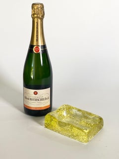 Yellow Bubled Glass Ashtray, Made in France in the 1970's