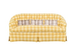 Yellow Buffalo Check Plaid Quilted Chesterfield Sofa, Custom, Charles Stewart Co