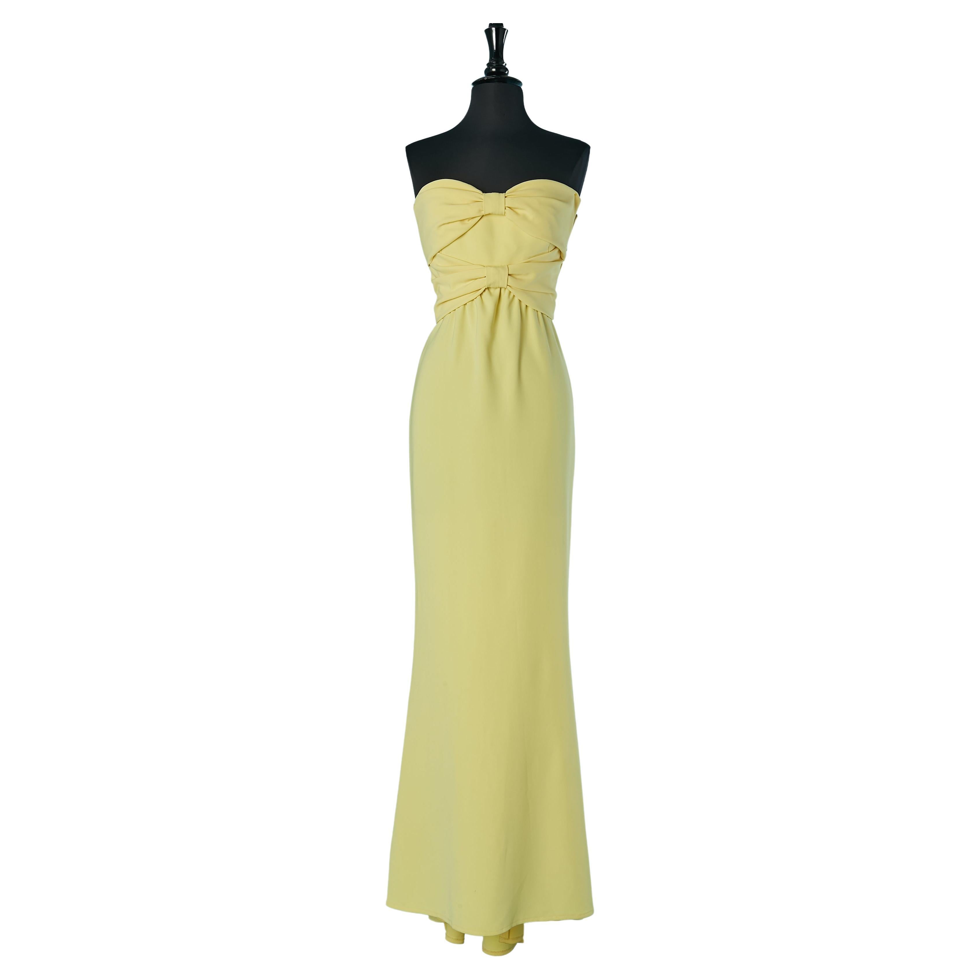 Gelbes Bustier- Eveni ng-Kleid mit 2 Schleifen auf der Büste Boutique MOSCHINO  NEU