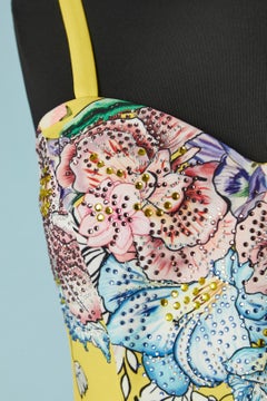 Yellow bustier with flower print Gai Mattiolo LOVE to LOVE