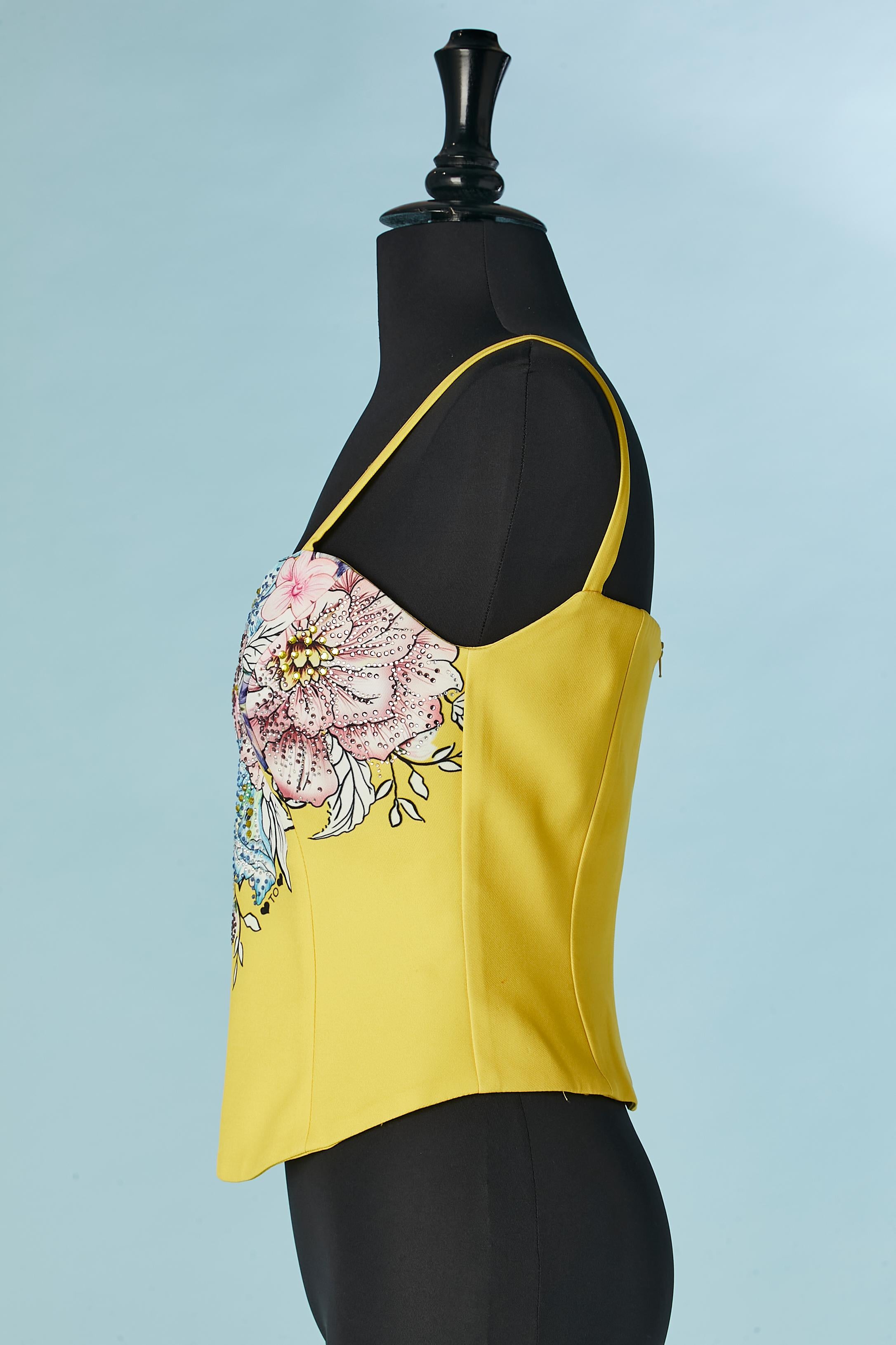 Women's Yellow bustier with flower print Gai Mattiolo LOVE to LOVE  For Sale