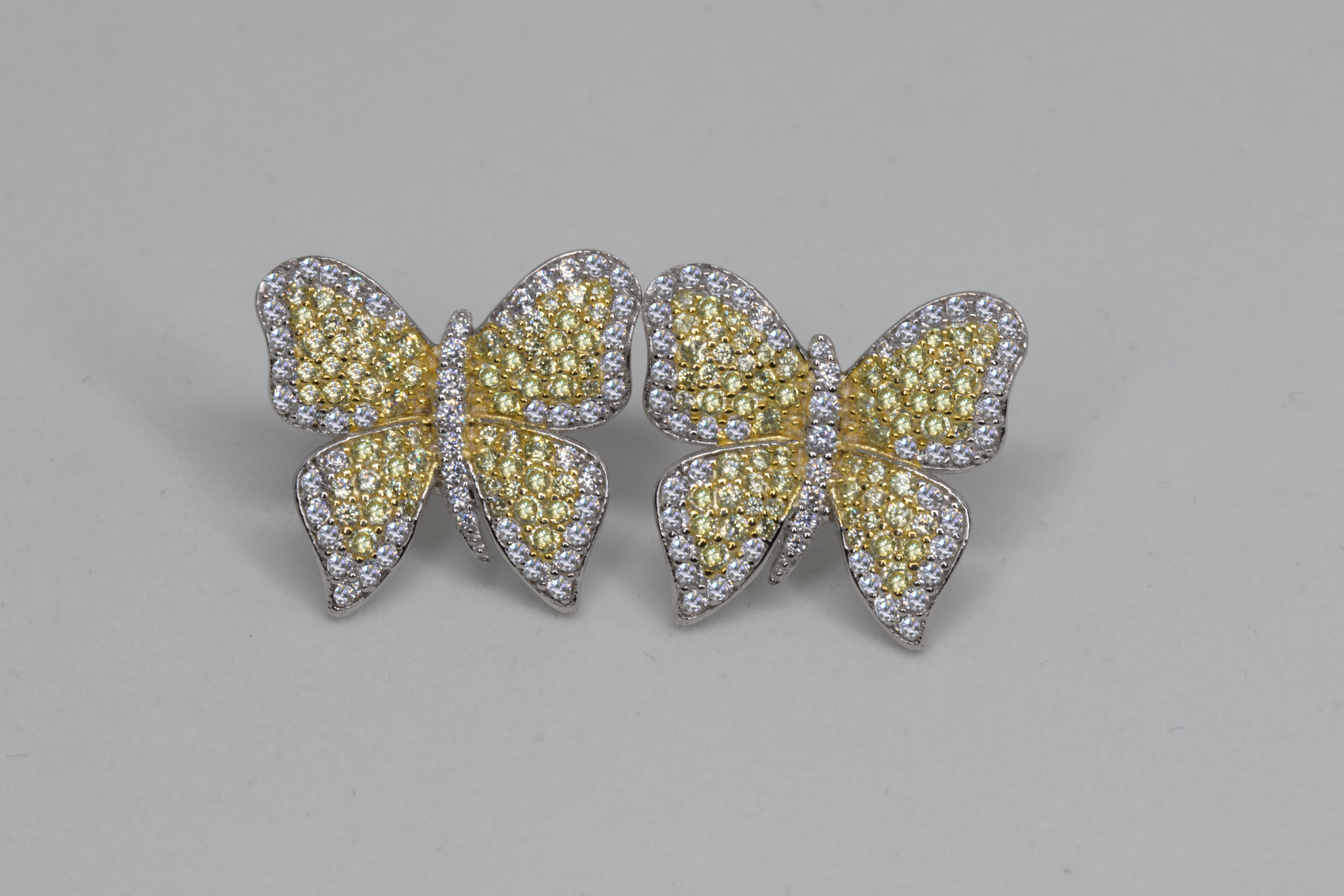 Women's or Men's Yellow Butterfly Earrings