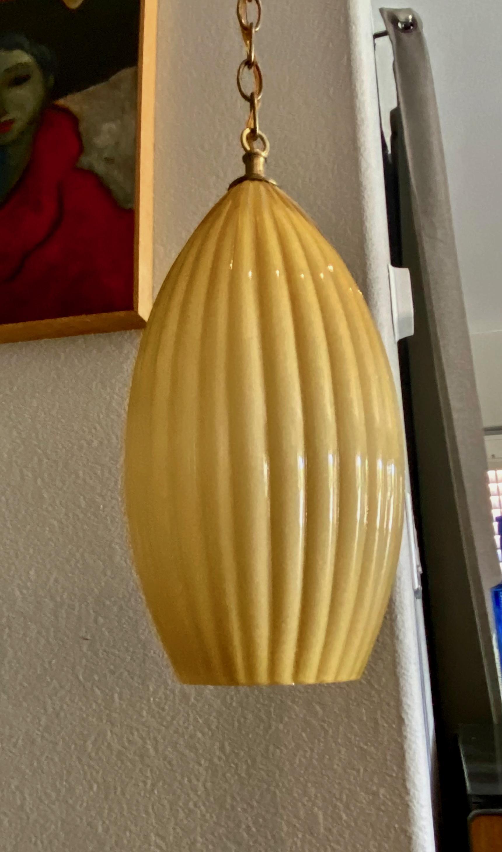 Yellow Butterscotch Cased Murano Glass Pendant Light For Sale 6