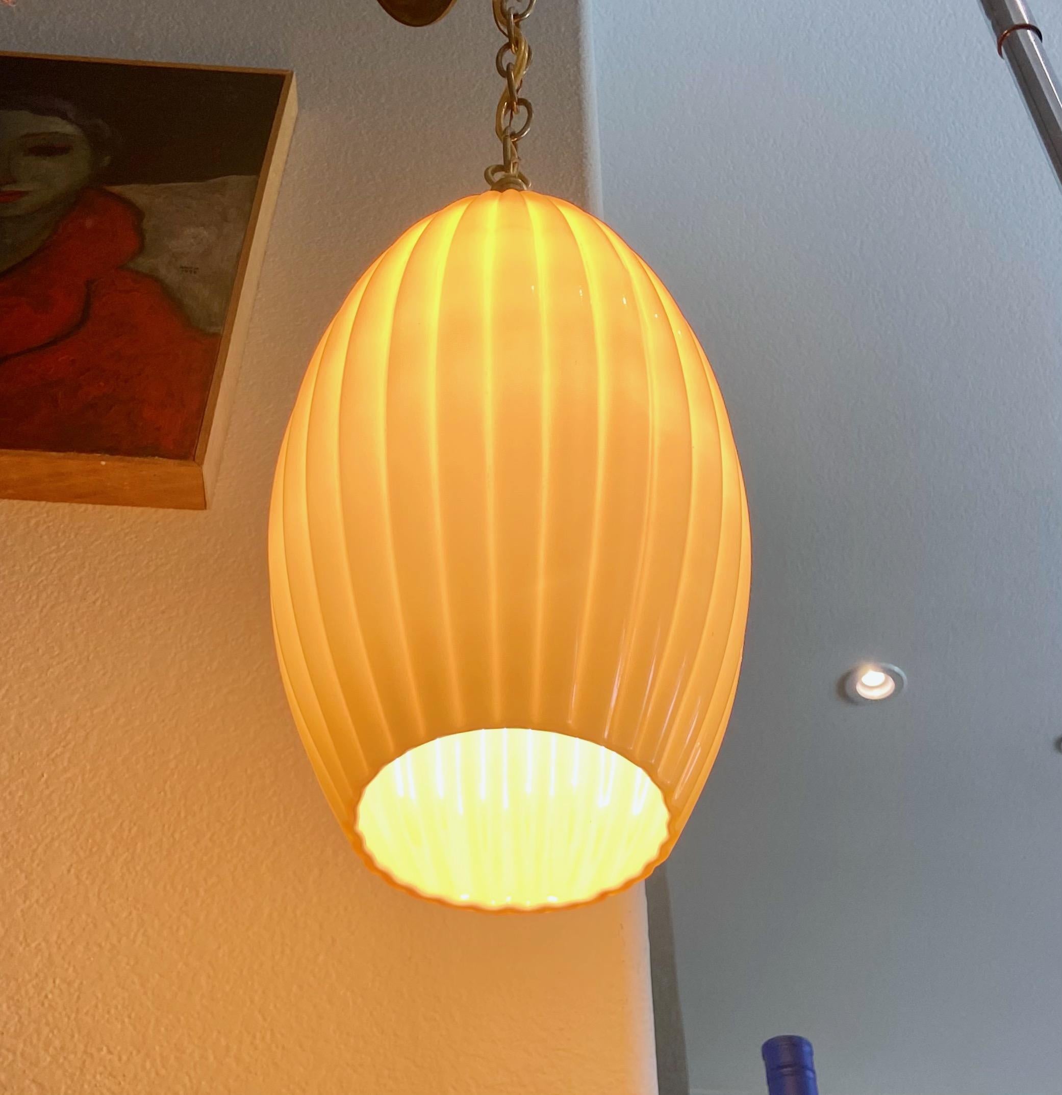 Yellow Butterscotch Cased Murano Glass Pendant Light For Sale 11