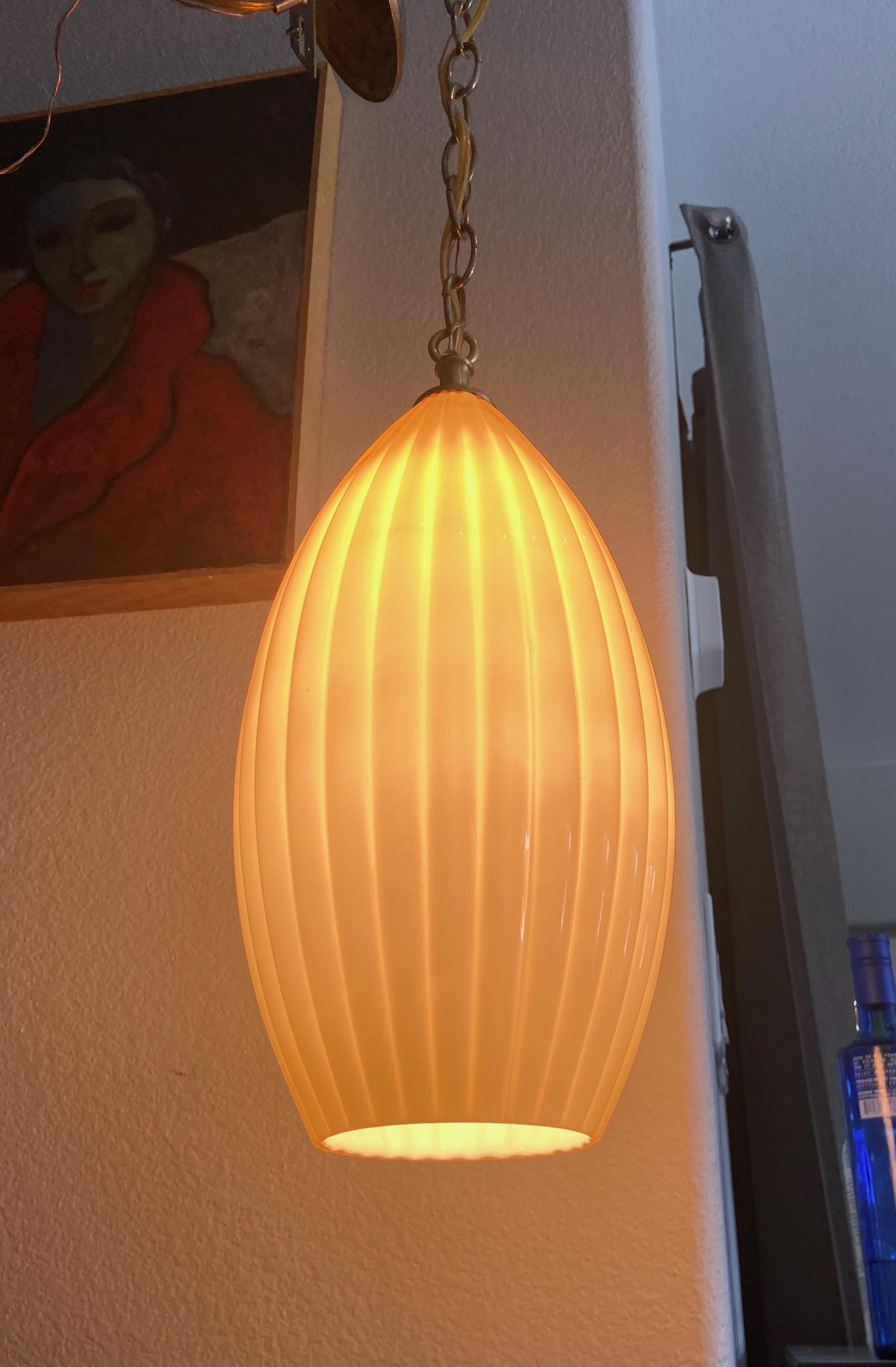 Yellow Butterscotch Cased Murano Glass Pendant Light For Sale 12