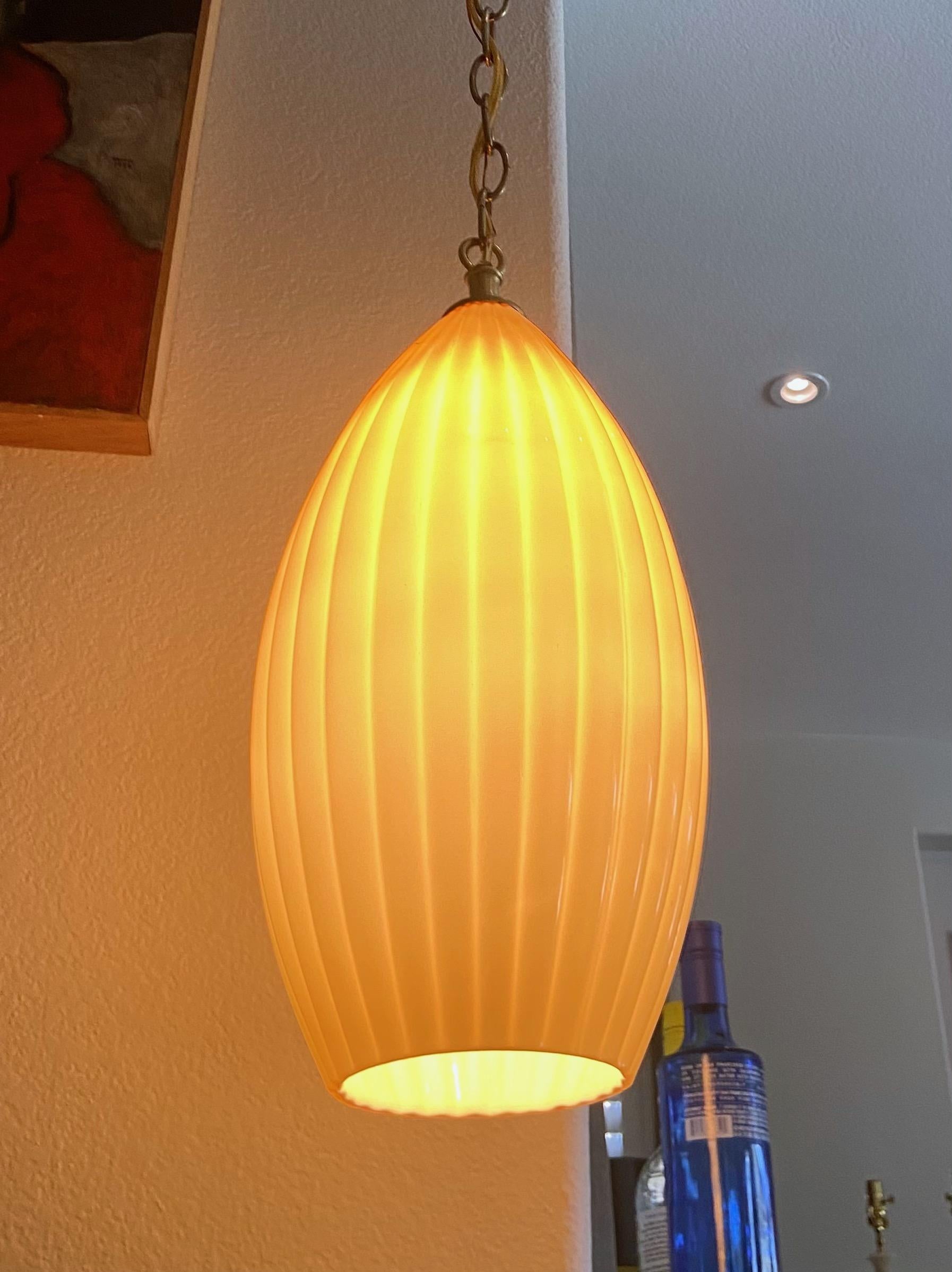Yellow Butterscotch Cased Murano Glass Pendant Light For Sale 13