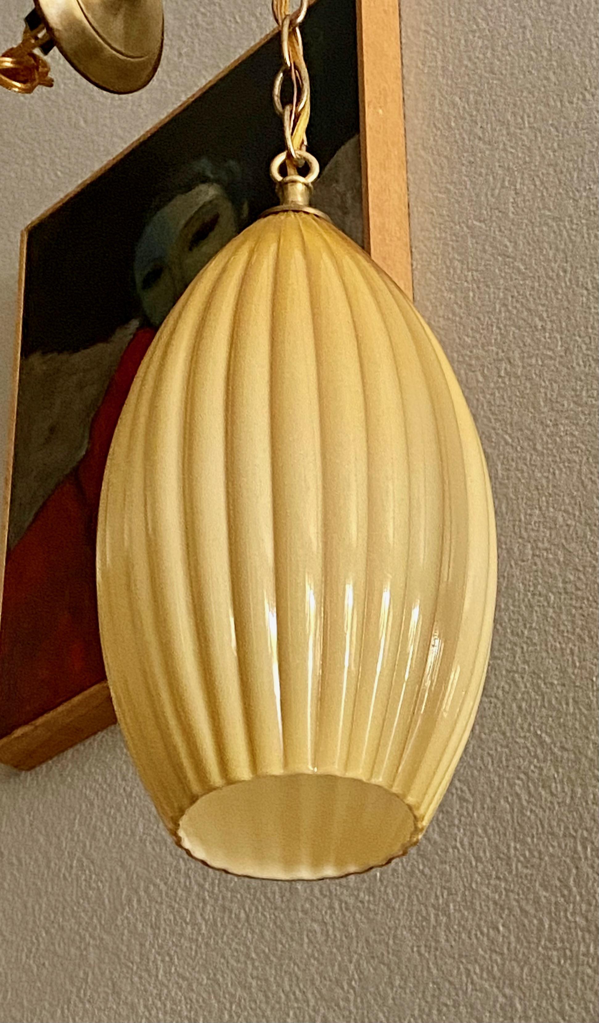 Italian Yellow Butterscotch Cased Murano Glass Pendant Light For Sale
