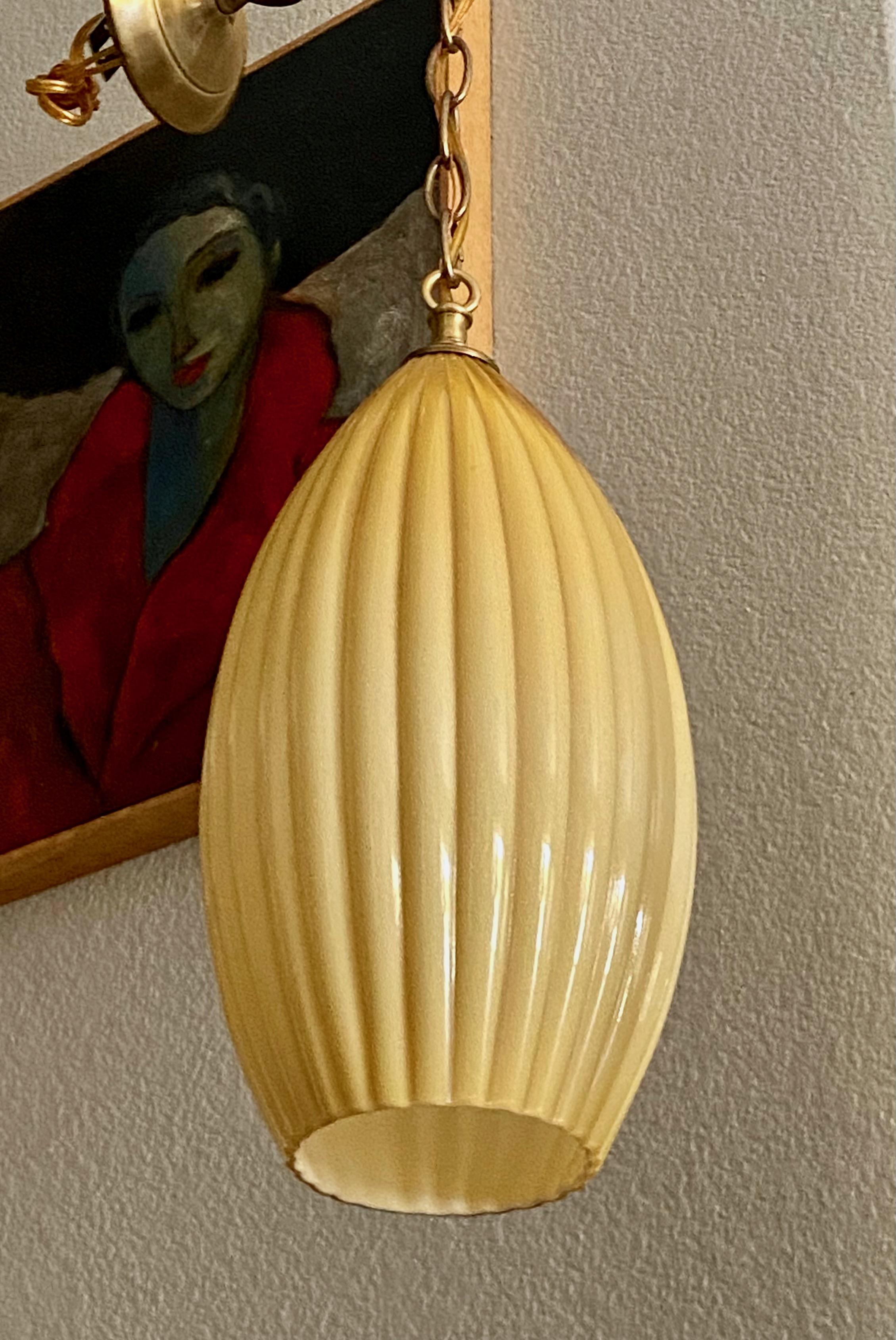 Mid-20th Century Yellow Butterscotch Cased Murano Glass Pendant Light For Sale