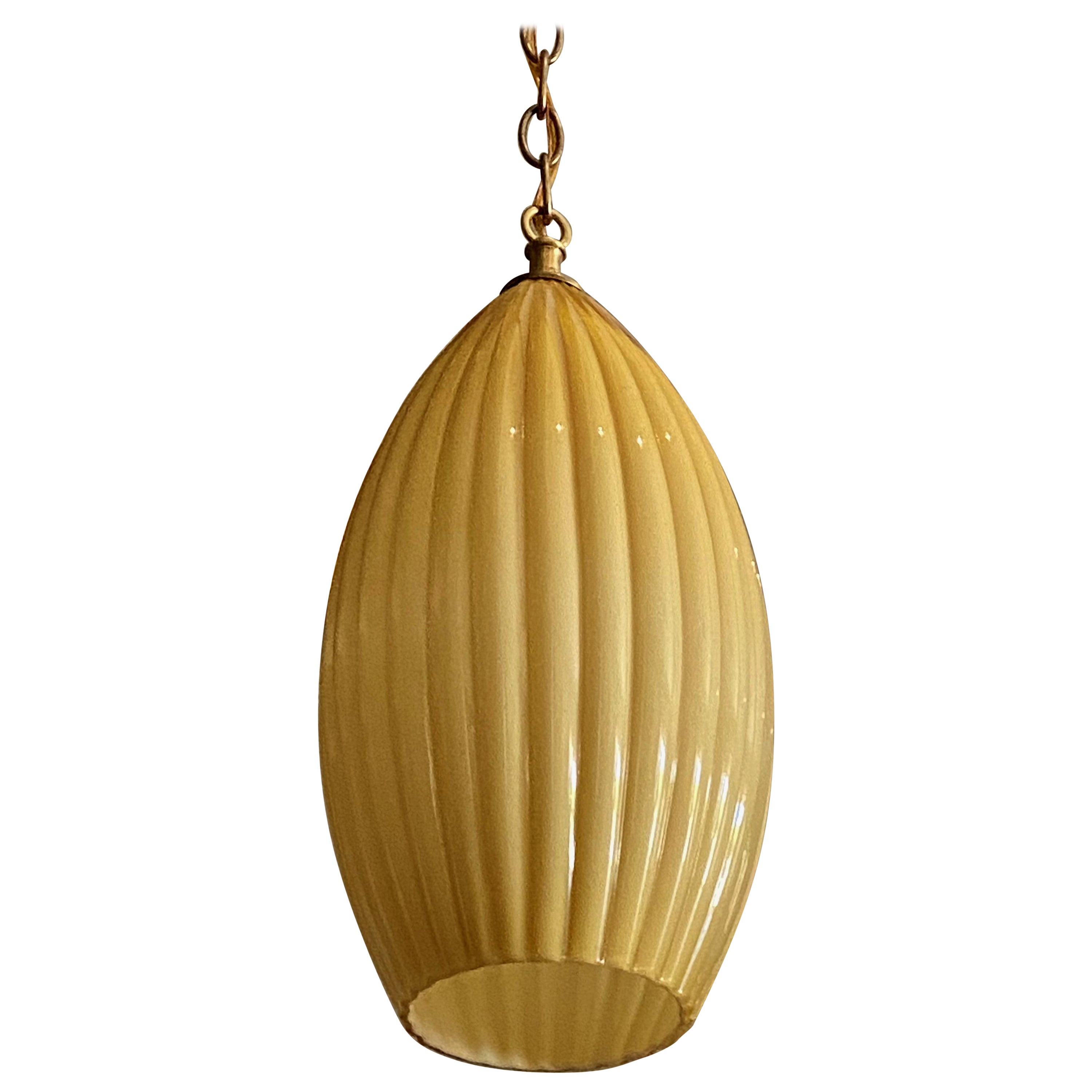 Lámpara colgante de cristal de Murano con caramelo amarillo en venta