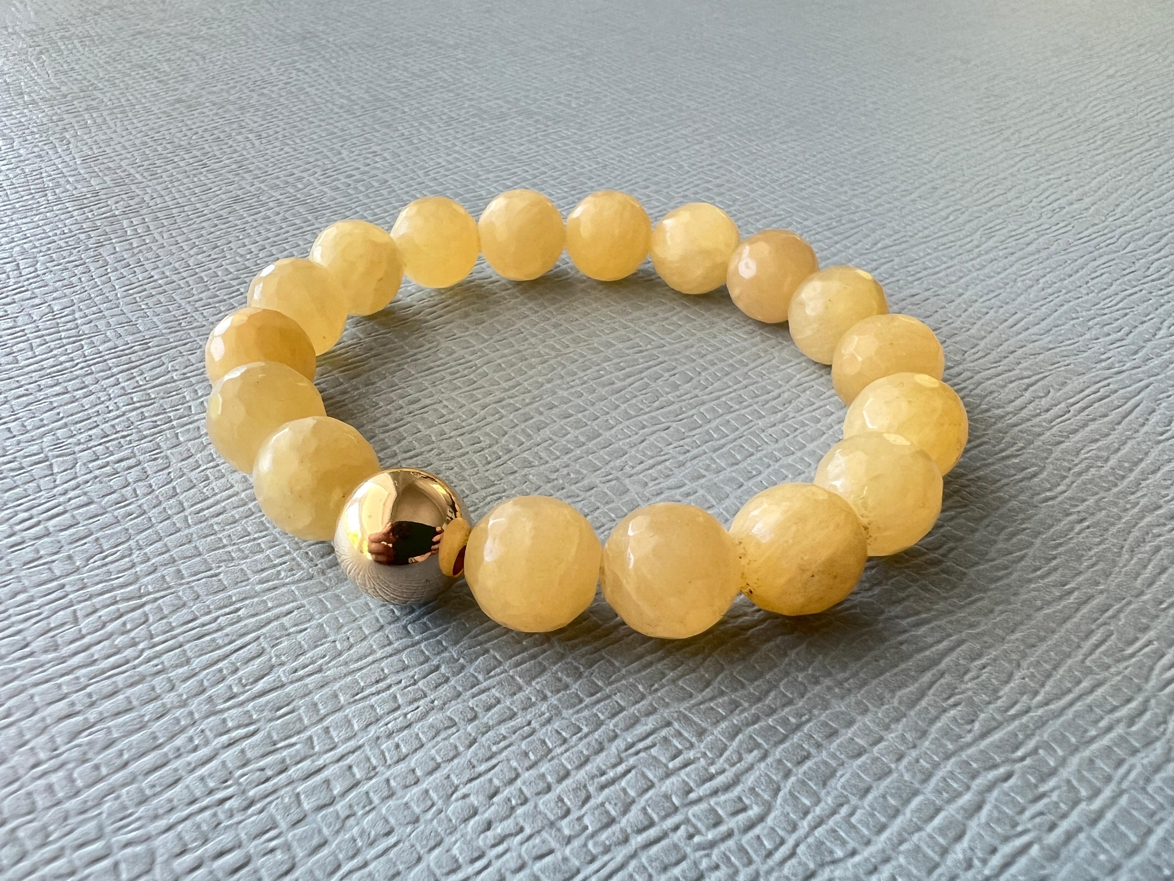 Yellow Calcite Round Facteted Bead Bracelet Gold Filled Bead J Dauphin For Sale 7