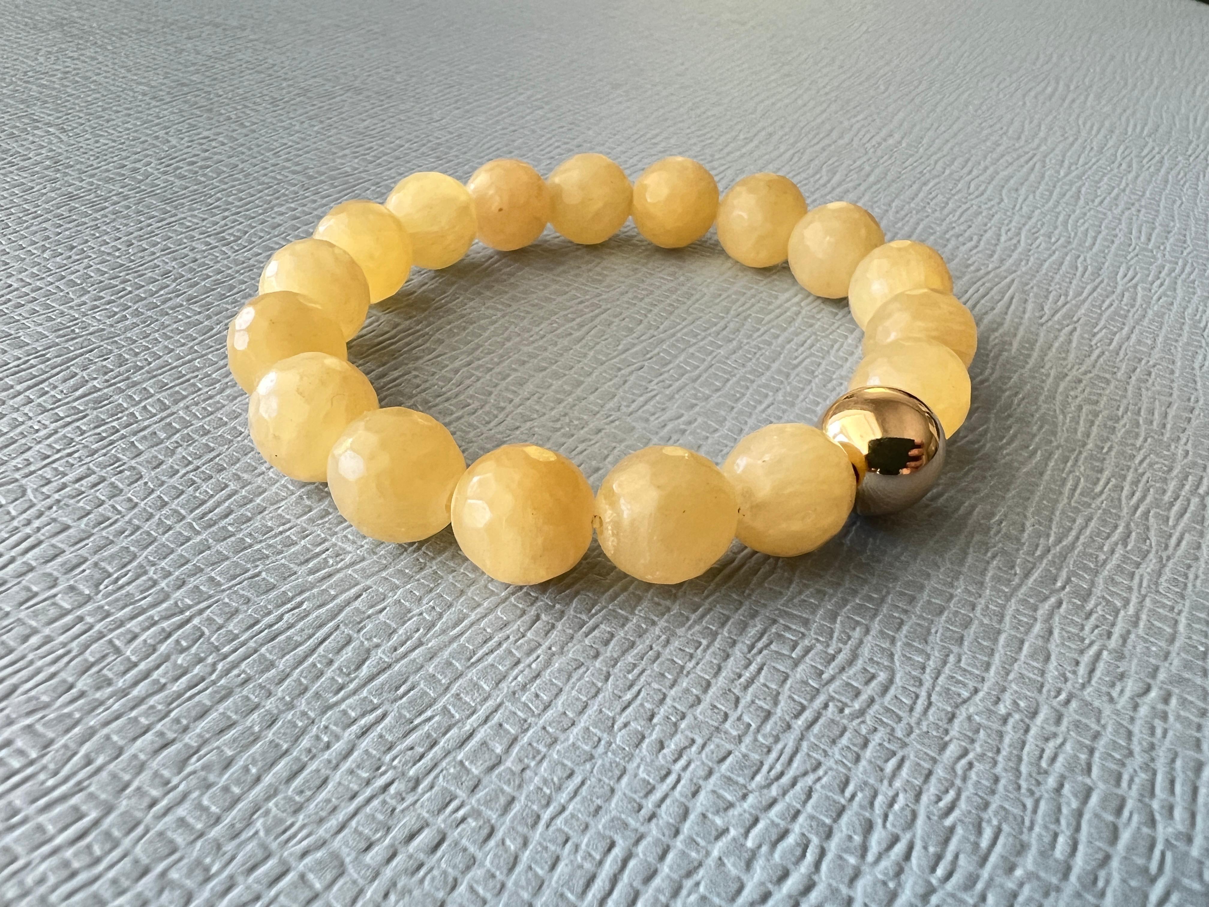 Yellow Calcite Round Facteted Bead Bracelet Gold Filled Bead J Dauphin For Sale 9