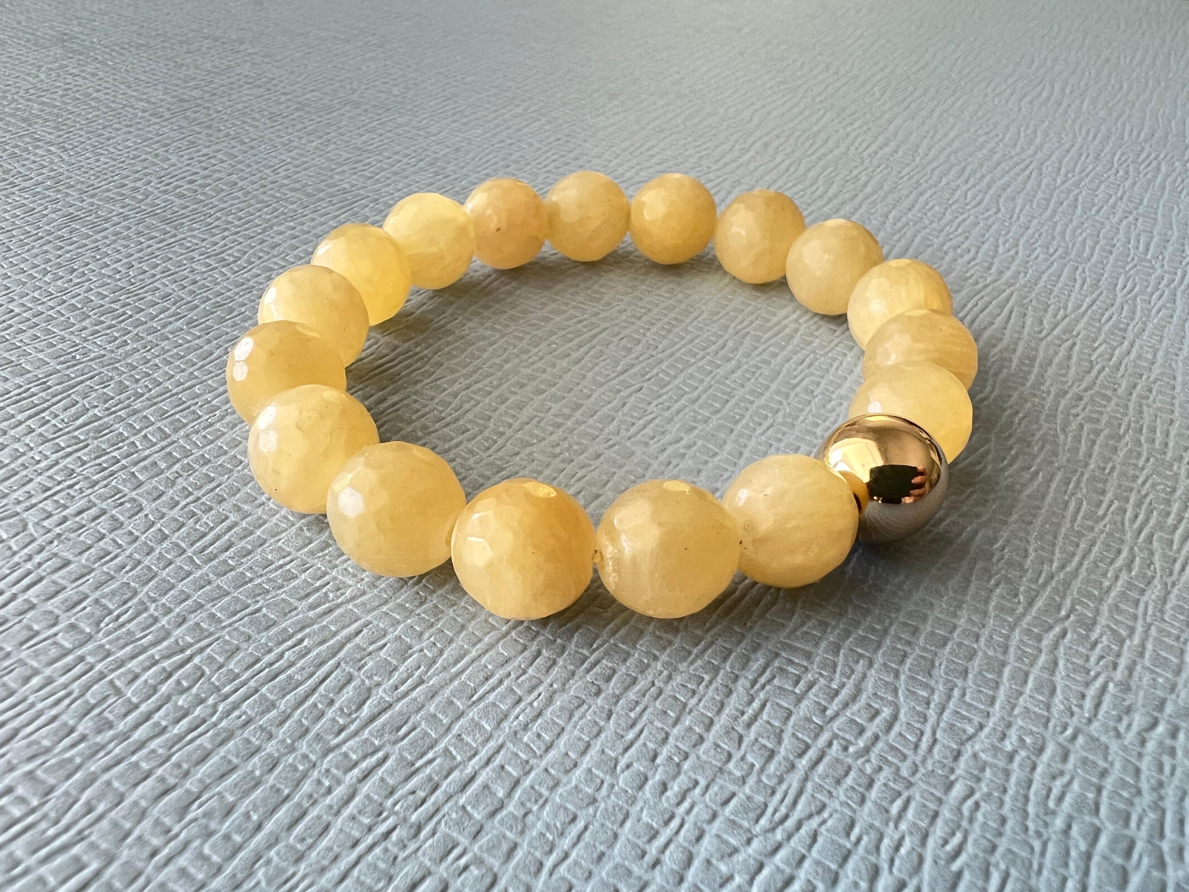 Yellow Calcite Round Facteted Bead Bracelet Gold Filled Bead J Dauphin For Sale 10