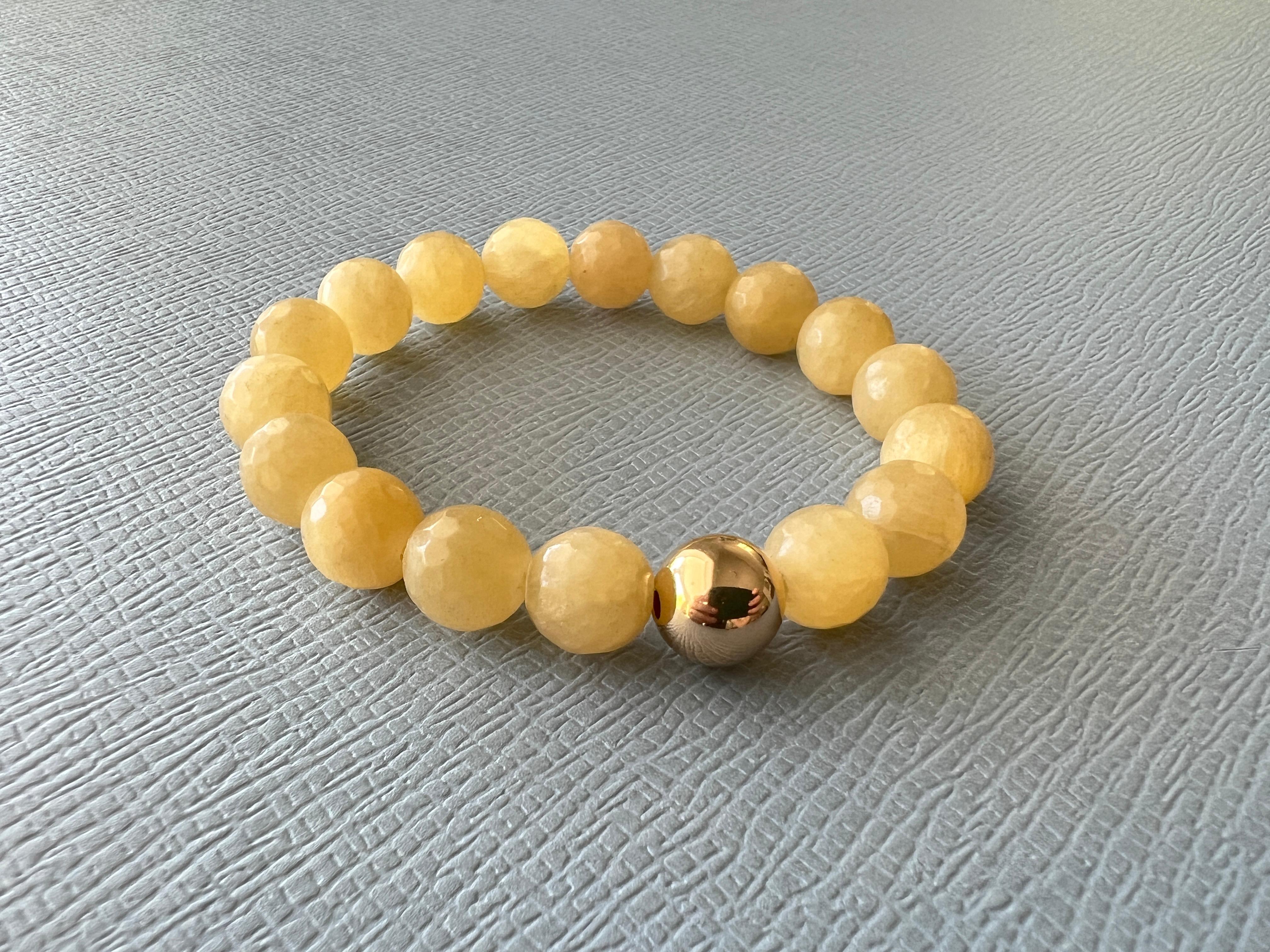 Yellow Calcite Round Facteted Bead Bracelet Gold Filled Bead J Dauphin For Sale 3