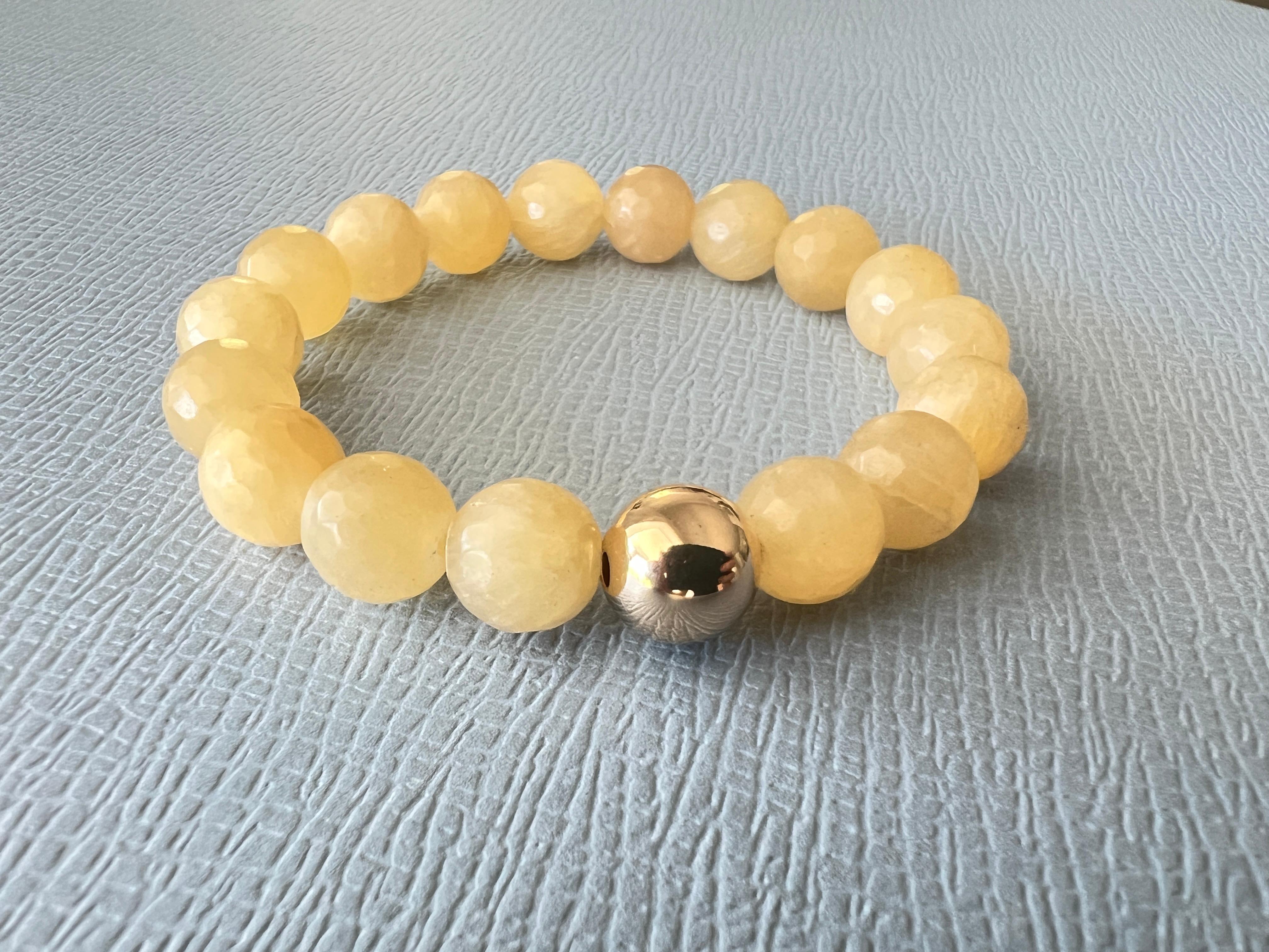 Yellow Calcite Round Facteted Bead Bracelet Gold Filled Bead J Dauphin For Sale 5
