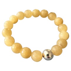 Yellow Calcite Round Facteted Bead Bracelet Silver J Dauphin