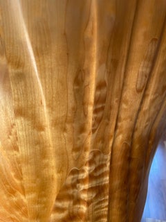 Yellow Calla Lily Chair Made of Curly Maple, Translucent Stains and Ultra-Suede