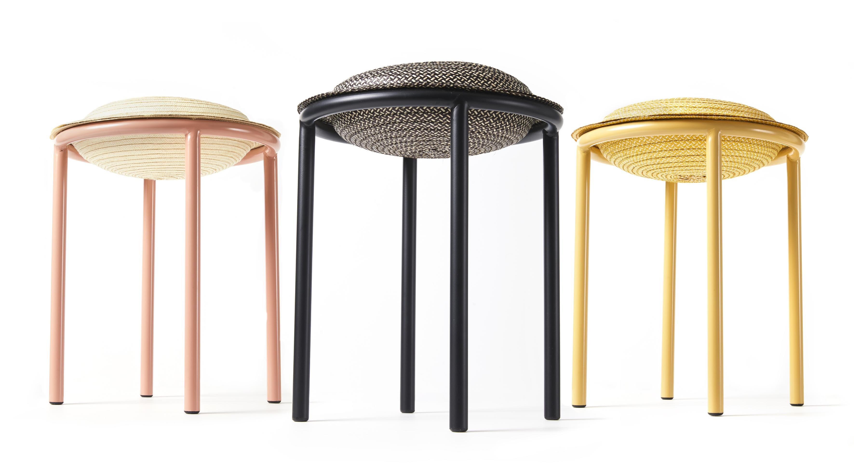Powder-Coated Yellow Cana Stool by Pauline Deltour For Sale