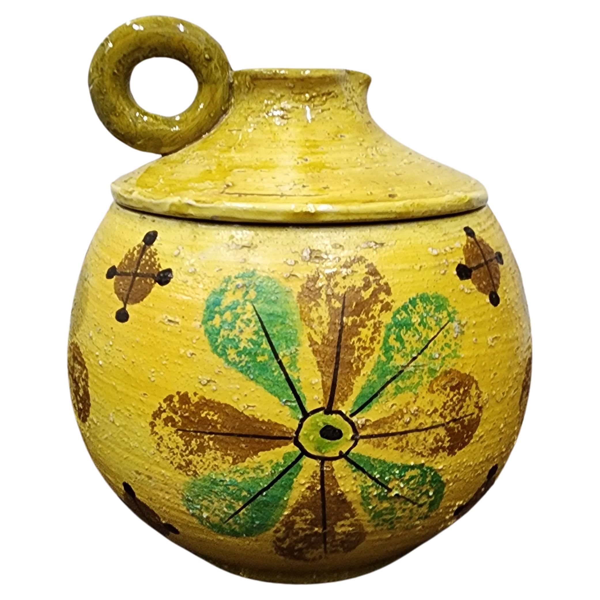Gelber Kerzenhalter und Vase von Aldo Londi für Bitossi