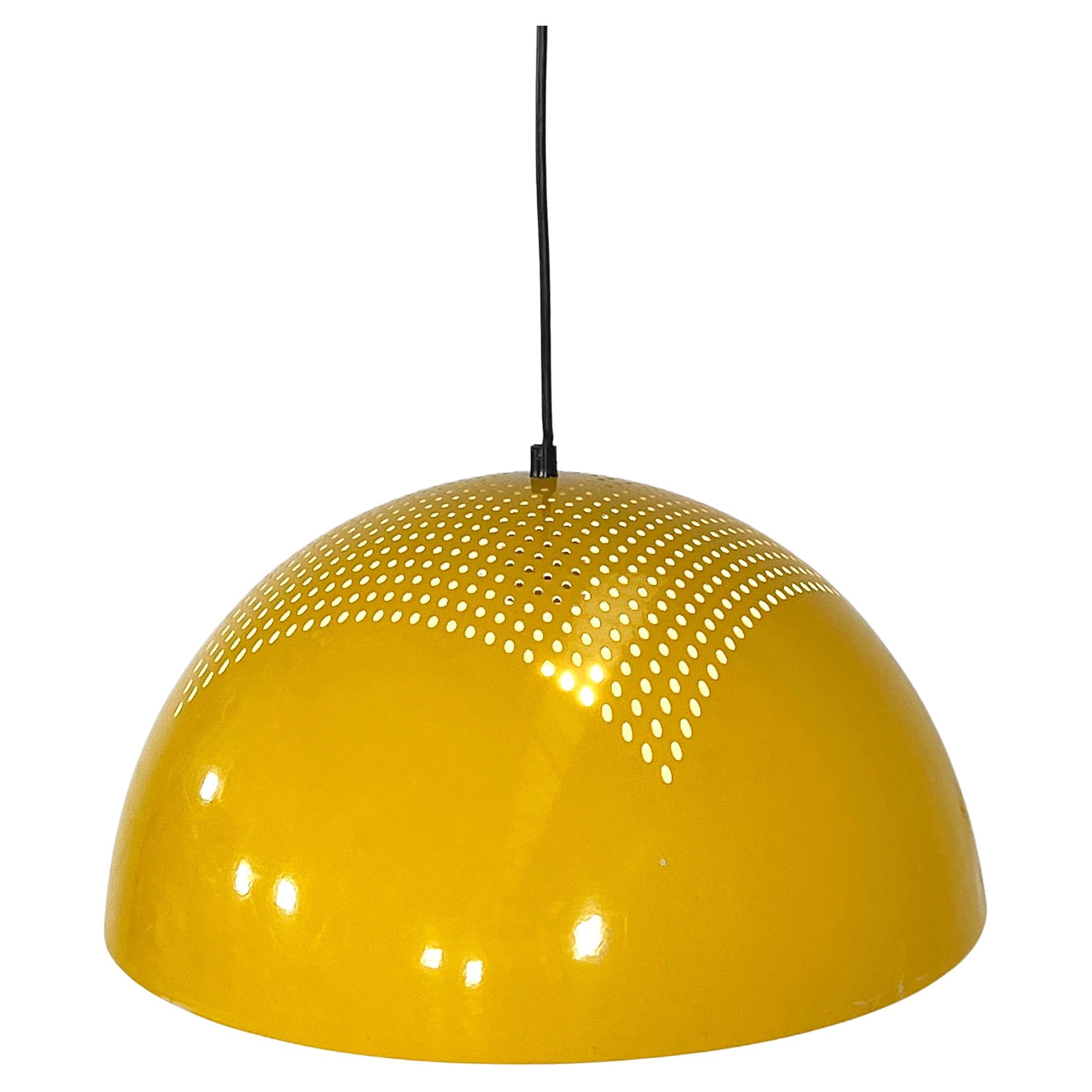 Yellow Ceiling Light in Perforated Metal, 1970s