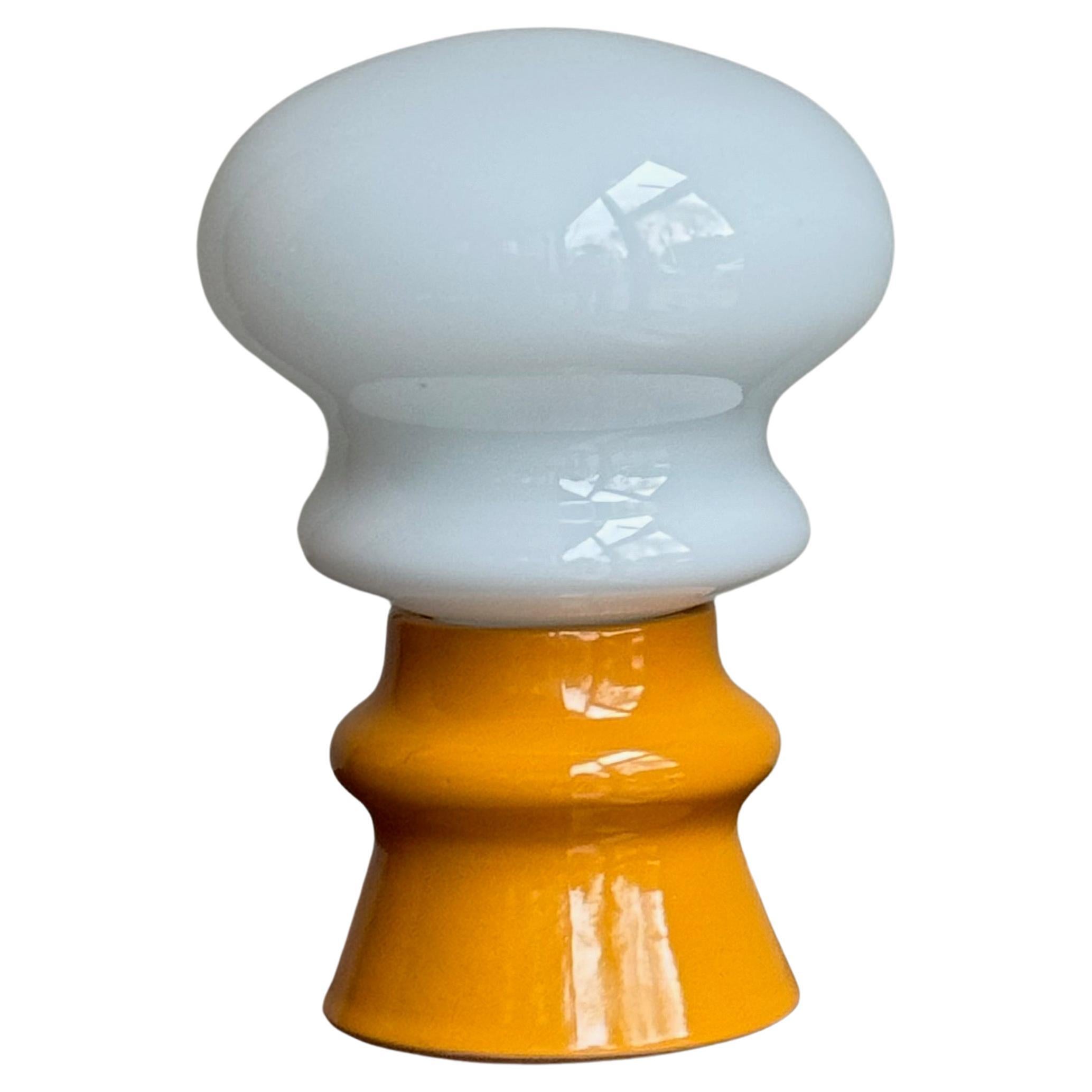 Yellow Ceramic and Glass Table Lamp by Ivan Jakeš For Sale