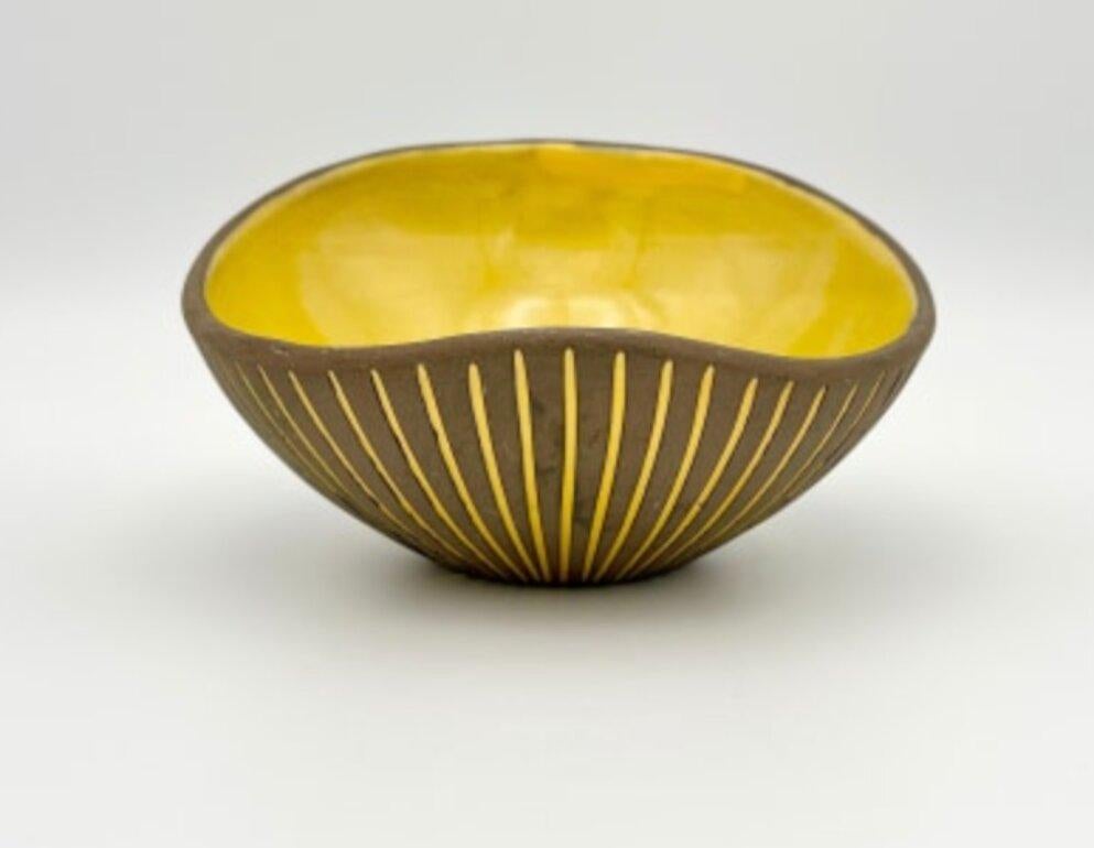 Glazed Yellow Ceramic Bowl by Hjördis Oldfors For Sale