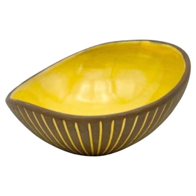 Yellow Ceramic Bowl by Hjördis Oldfors For Sale