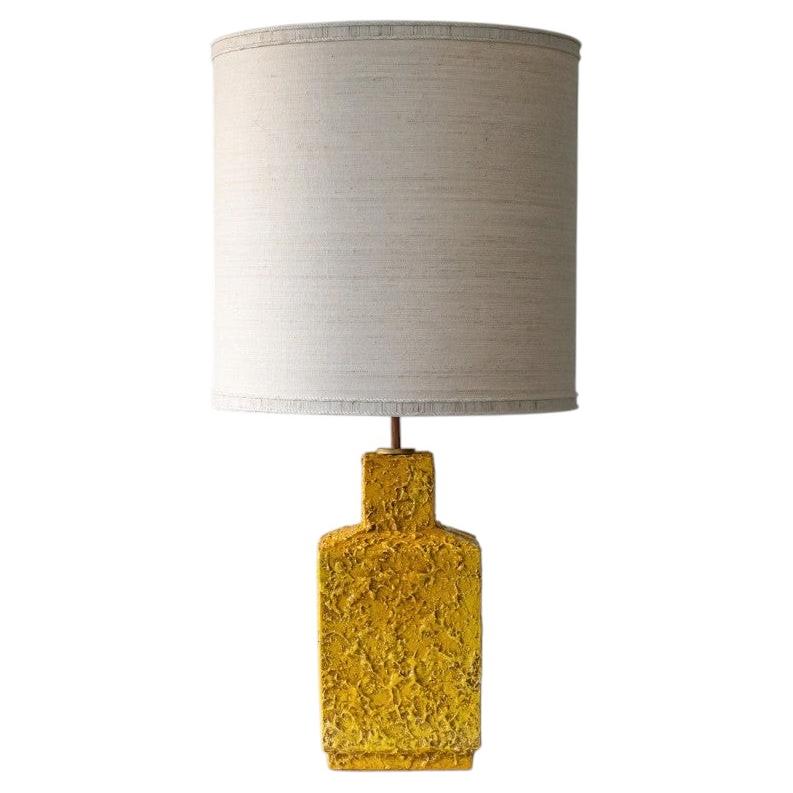 Yellow Ceramic Cube Table Floor Lamp Combined with Neutral Shade by R. Houben
