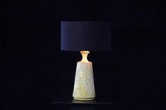Yellow Ceramic Lamp with Decorative Elements by Robert Maxwell and New Shade