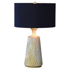 Yellow Ceramic Lamp with Decorative Elements by Robert Maxwell and New Shade