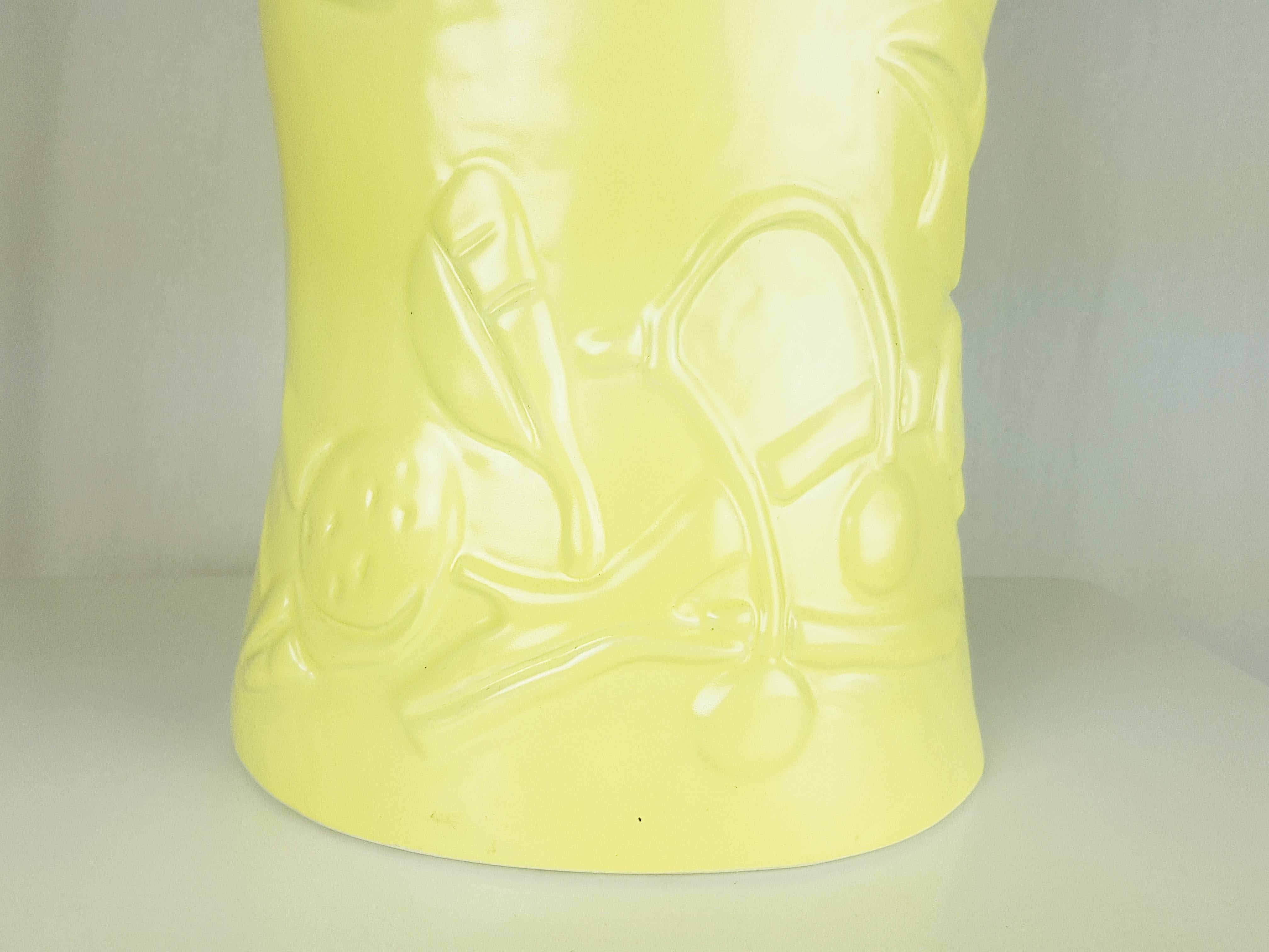 Italian Yellow Ceramic Midcentury Umbrella Stand by Antonia Campi for S.C.I Laveno For Sale