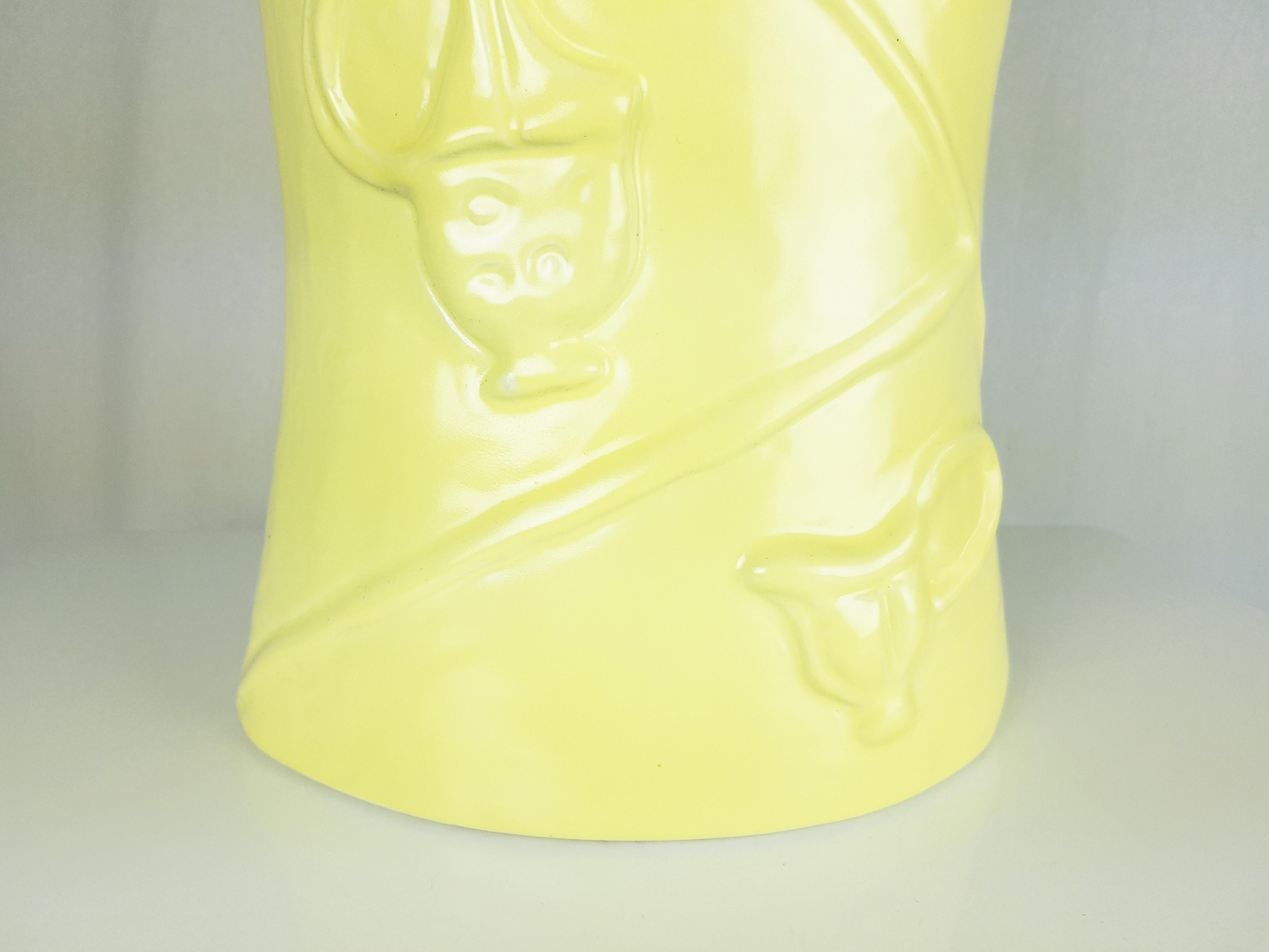 Glazed Yellow Ceramic Midcentury Umbrella Stand by Antonia Campi for S.C.I Laveno For Sale