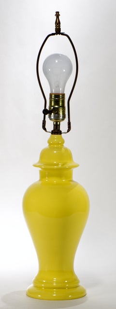 Yellow Ceramic Urn Table Accent Lamp, 1950s