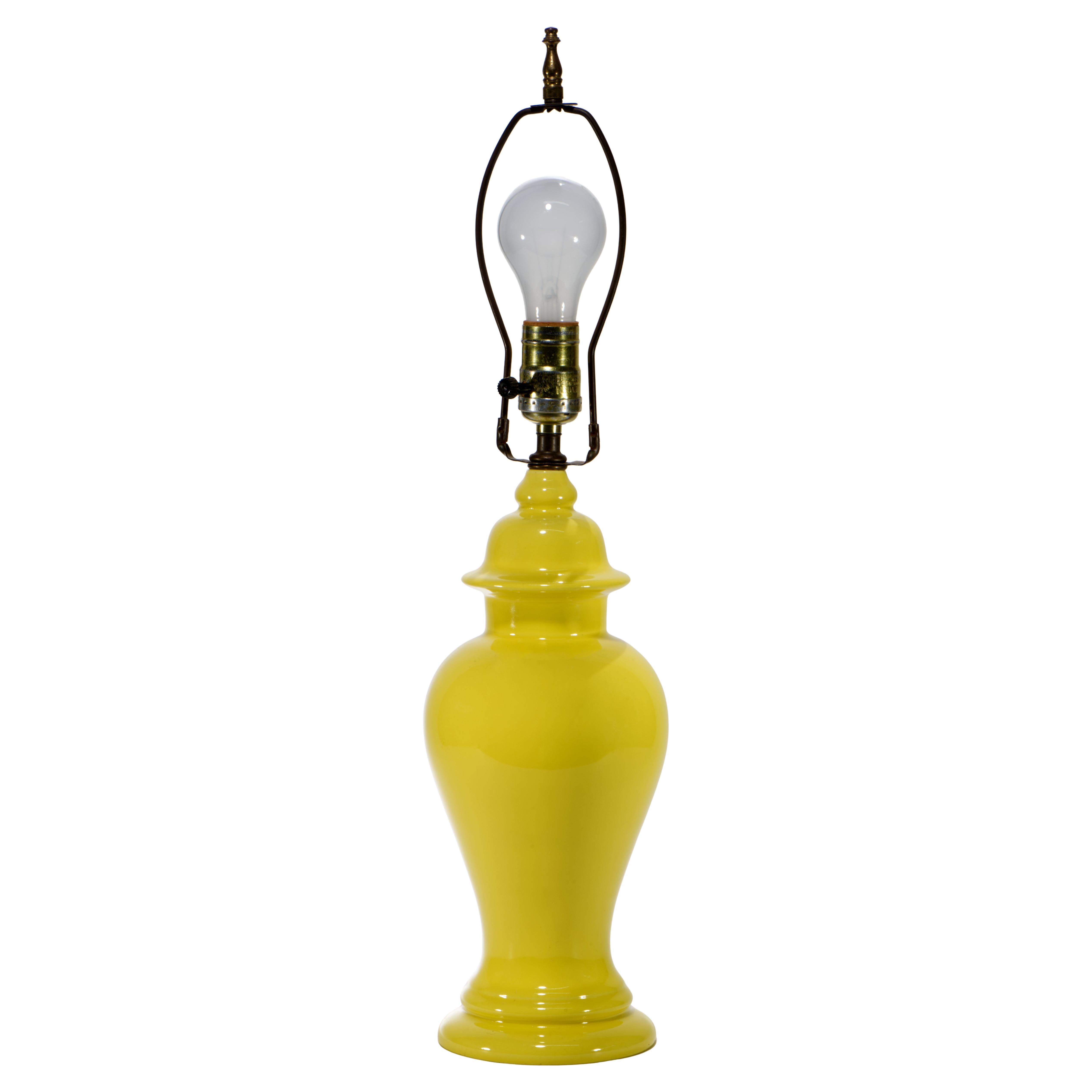 Yellow Ceramic Urn Table Accent Lamp, 1950s